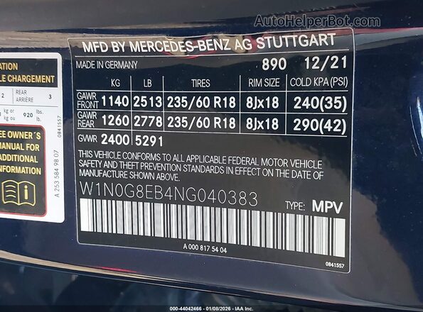 W1N0G8EB4NG040383 2022 MERCEDES-BENZ GLC 300 Dark Blue Widok komory silnika