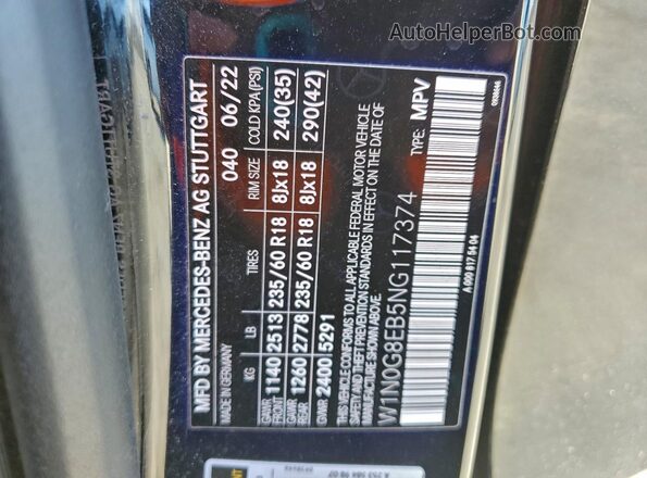 W1N0G8EB5NG117374 2022 MERCEDES-BENZ GLC-CLASS Black VIN կոդի պիտակի տեսք