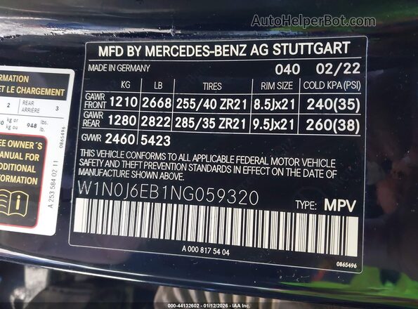 W1N0J6EB1NG059320 2022 MERCEDES-BENZ AMG GLC 43 Black Вид підкапотного простору