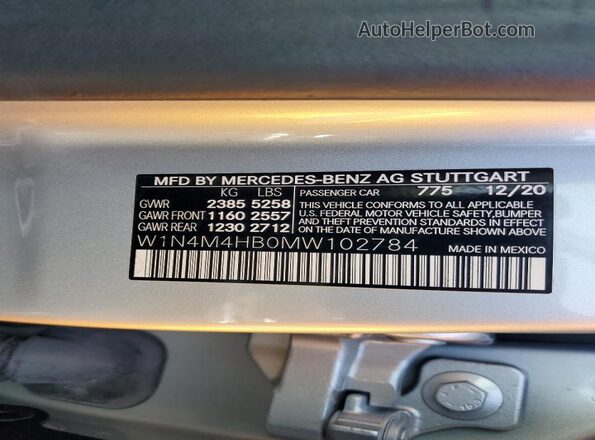 W1N4M4HB0MW102784 2021 MERCEDES-BENZ GLB-CLASS Silver 
