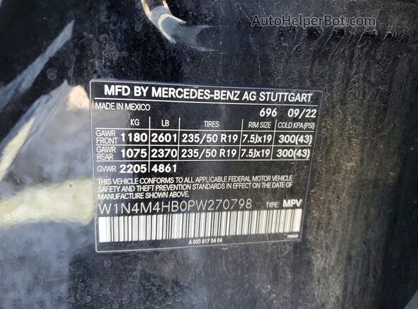 W1N4M4HB0PW270798 2023 MERCEDES-BENZ GLB-CLASS Black Widok wnętrza 360 stopni