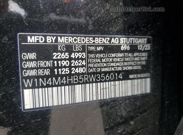 W1N4M4HB5RW356014 2024 MERCEDES-BENZ GLB-CLASS Black VIN կոդի պիտակի տեսք