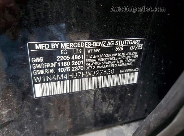 W1N4M4HB7PW327630 2023 MERCEDES-BENZ GLB-CLASS Черный Вид наклейки с VIN-кодом