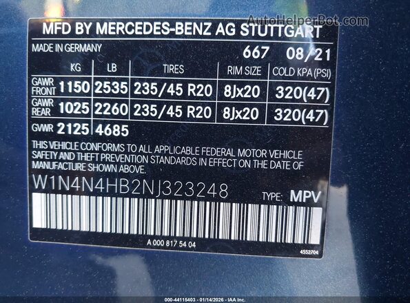 W1N4N4HB2NJ323248 2022 MERCEDES-BENZ GLA 250 Blue Engine compartment view