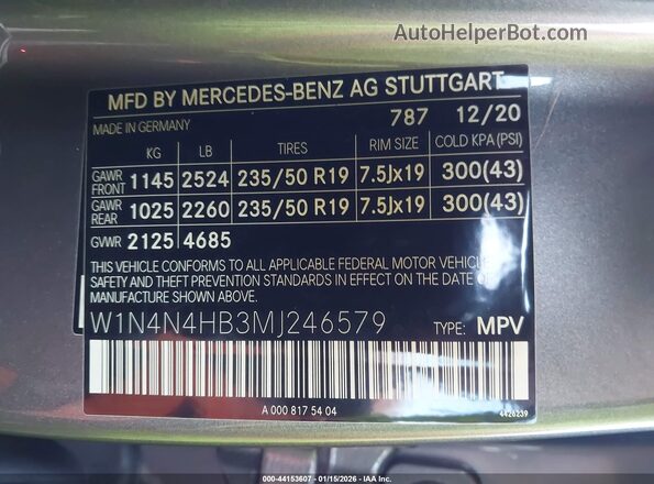 W1N4N4HB3MJ246579 2021 MERCEDES-BENZ GLA 250 Серый Вид подкапотного пространства