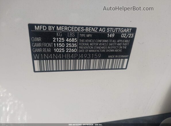 W1N4N4HB4PJ493159 2023 MERCEDES-BENZ GLA 250 Белый 