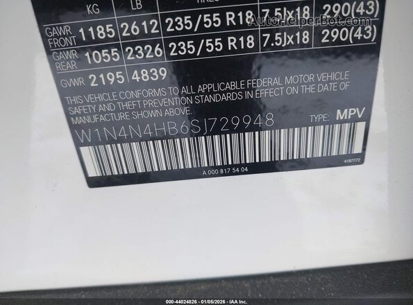 W1N4N4HB6SJ729948 2025 MERCEDES-BENZ GLA 250 Белый 