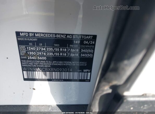 W1N9M0CBXRN093014 2024 MERCEDES-BENZ EQB 250 SUV White Вид підкапотного простору