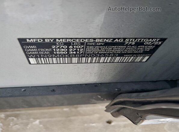 W1N9M0KB8PN036583 2023 MERCEDES-BENZ EQB Silver VIN კოდის სტიკერის ხედი