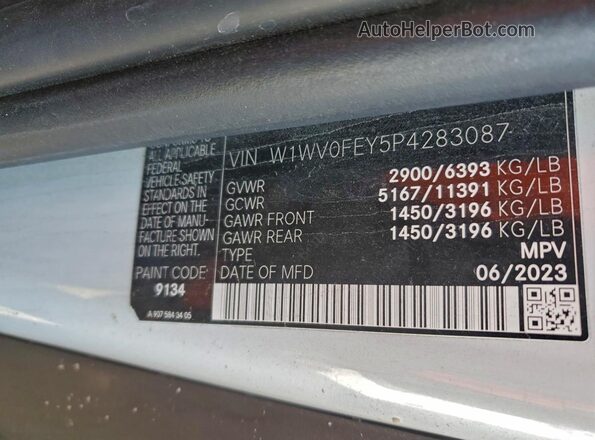W1WV0FEY5P4283087 2023 MERCEDES-BENZ METRIS White Вид наклейки з VIN-кодом