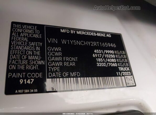 W1Y5NCHY2RT165946 2024 MERCEDES-BENZ SPRINTER White 