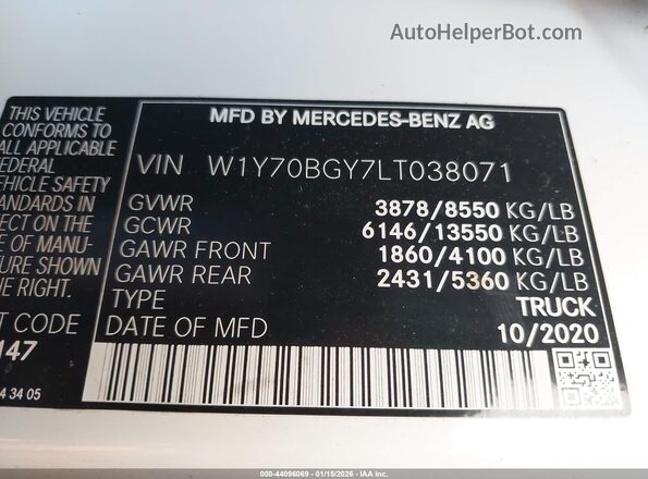 W1Y70BGY7LT038071 2020 MERCEDES-BENZ SPRINTER White Շարժիչի բաժամունքի տեսք