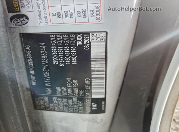 W1YV0BEY9M3863444 2021 MERCEDES-BENZ METRIS White VIN կոդի պիտակի տեսք