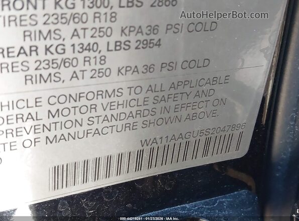 WA11AAGU5S2047896 2025 AUDI ALL Black ძრავის განყოფილების ხედი