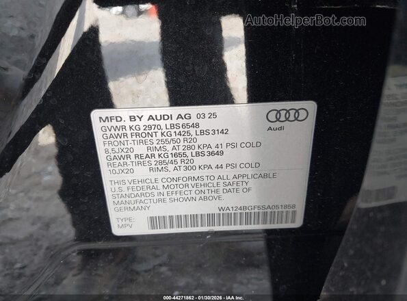 WA124BGF5SA051858 2025 AUDI Q6 E-TRON Black Շարժիչի բաժամունքի տեսք