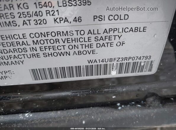 WA14UBFZ3RP074793 2024 AUDI Q4 Black ძრავის განყოფილების ხედი