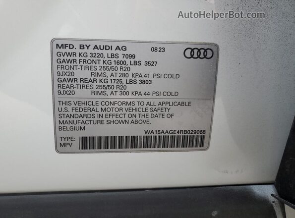 WA15AAGE4RB029068 2024 AUDI Q8 White Widok naklejki z numerem VIN