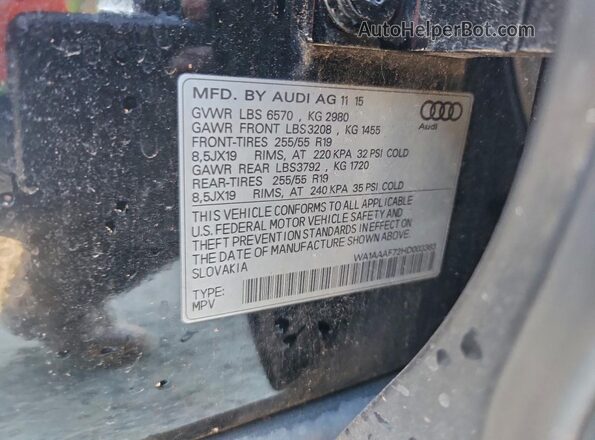 WA1AAAF72HD003363 2017 AUDI Q7 Black VIN კოდის სტიკერის ხედი