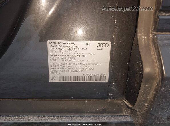 WA1AAAGE7MB011901 2021 AUDI E-TRON Black ძრავის განყოფილების ხედი