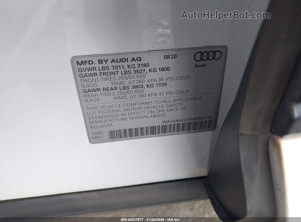 WA1AAAGE8MB000728 2021 AUDI E-TRON White 