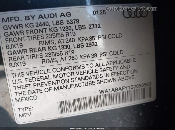WA1ABAFY1S2053583 2025 AUDI Q5 Black Շարժիչի բաժամունքի տեսք