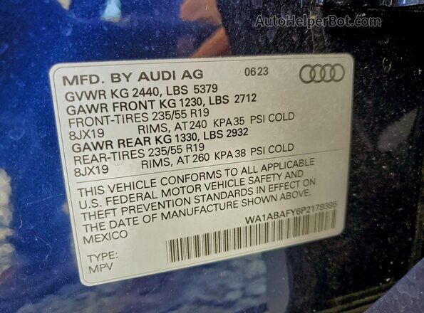 WA1ABAFY6P2179395 2023 AUDI Q5 Blue 