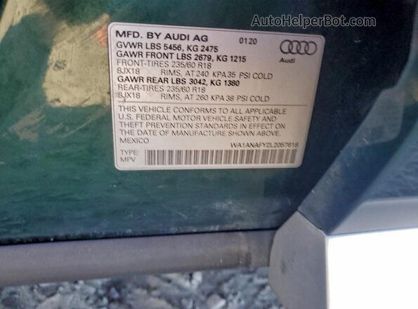 WA1ANAFY2L2057618 2020 AUDI Q5 Green VIN sticker view