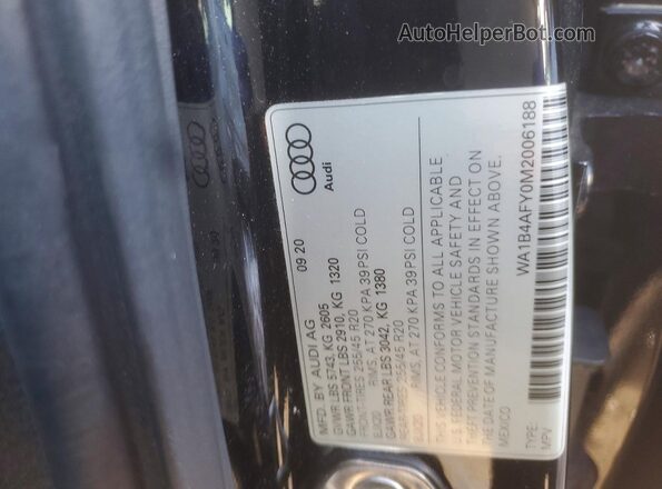 WA1B4AFY0M2006188 2021 AUDI SQ5 Black VIN sticker view