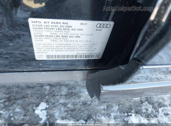 WA1B4AFY1M2106297 2021 AUDI SQ5 Черный Вид подкапотного пространства