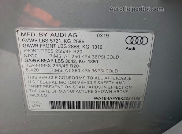 WA1B4AFY5K2084186 2019 AUDI SQ5 Green Vista del compartimento del motor