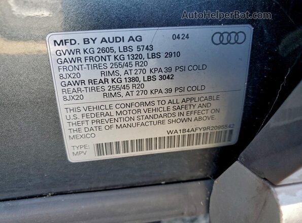 WA1B4AFY9R2095542 2024 AUDI SQ5 Gray Engine compartment view
