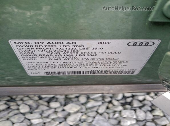 WA1B4BFY5P2014636 2023 AUDI SQ5 Green Vista interior de 360 grados
