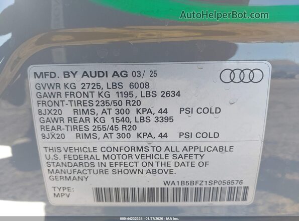 WA1B5BFZ1SP056576 2025 AUDI Q4 Gray 