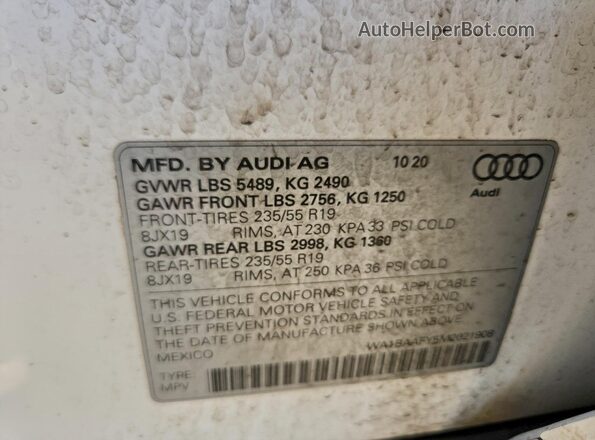 WA1BAAFY5M2021908 2021 AUDI Q5 Белый Вид подкапотного пространства