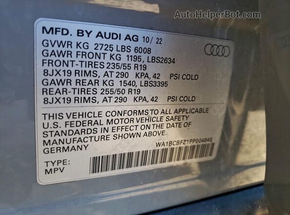 WA1BCBFZ1PP004846 2023 AUDI Q4 Gray 