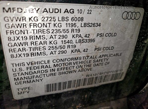 WA1BCBFZXPP006756 2023 AUDI Q4 Black 