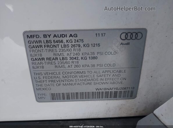 WA1BNAFY0J2087119 2018 AUDI Q5 White 