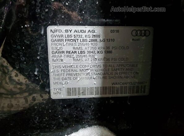 WA1C4AFY3J2158871 2018 AUDI SQ5 Black 