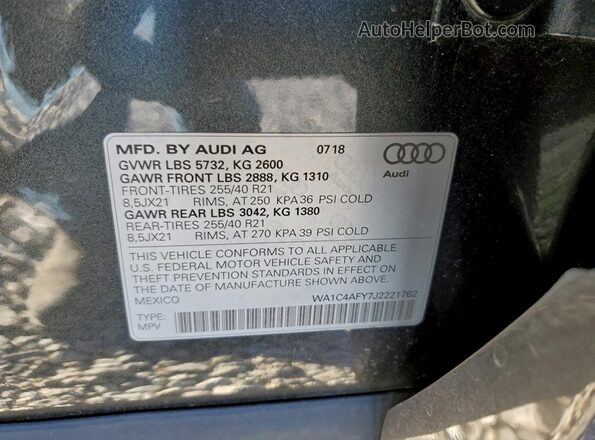 WA1C4AFY7J2221762 2018 AUDI SQ5 Gray 