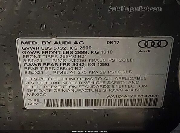 WA1C4AFYXJ2047928 2018 AUDI SQ5 Gray 