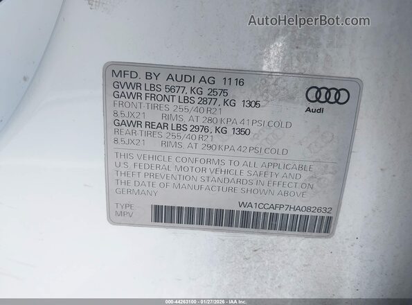 WA1CCAFP7HA082632 2017 AUDI SQ5 Белый Вид подкапотного пространства
