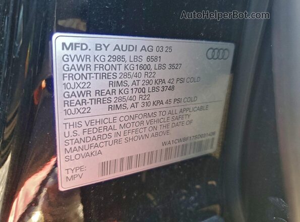 WA1CWBF17SD031436 2025 AUDI SQ8 Black სალონის 360-გრადუსიანი ხედი