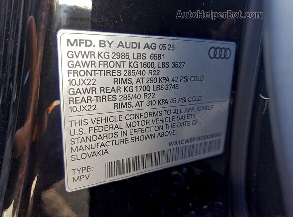 WA1CWBF19SD038002 2025 AUDI SQ8 Black სალონის 360-გრადუსიანი ხედი
