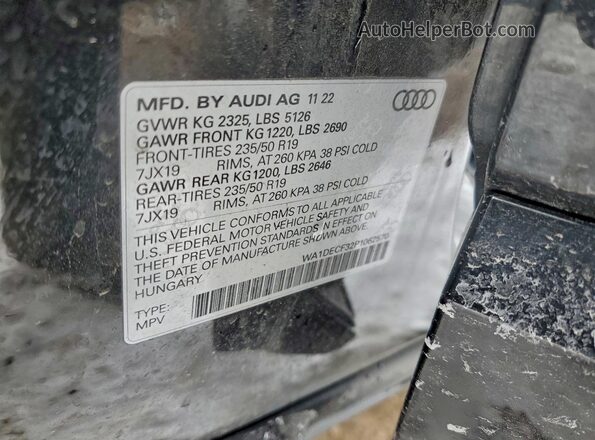 WA1DECF32P1062570 2023 AUDI Q3 Черный Вид наклейки с VIN-кодом
