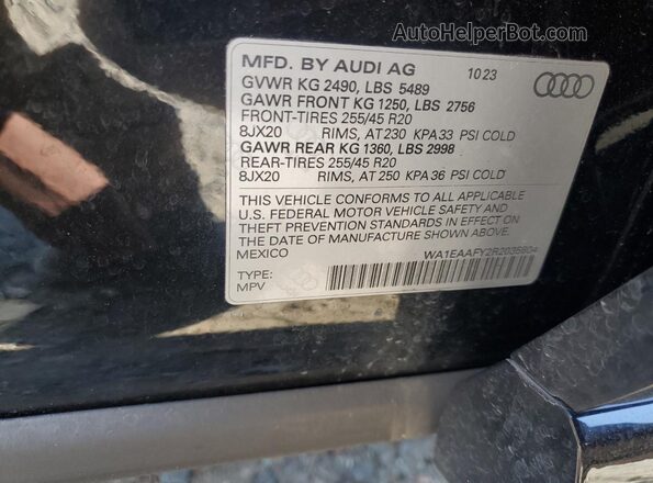 WA1EAAFY2R2035804 2024 AUDI Q5 Black Вид наклейки з VIN-кодом
