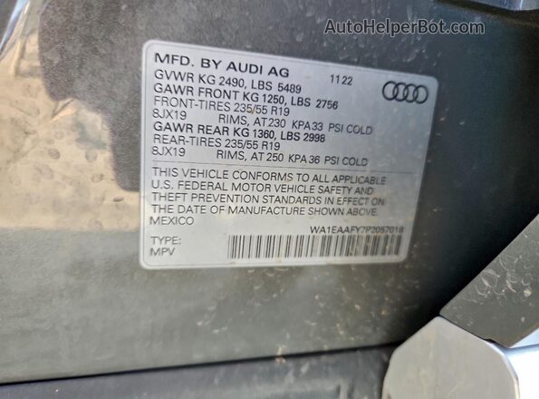 WA1EAAFY7P2057018 2023 AUDI Q5 Gray Вид підкапотного простору