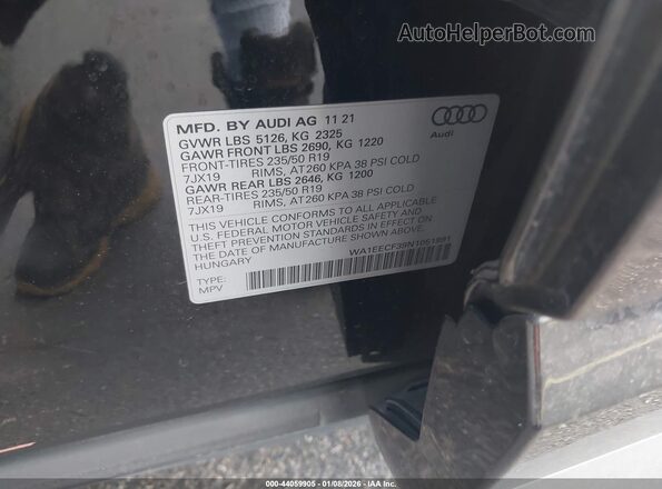 WA1EECF39N1051891 2022 AUDI Q3 Black Widok komory silnika