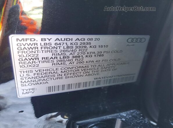 WA1EVAF17MD005444 2021 AUDI Q8 Black 