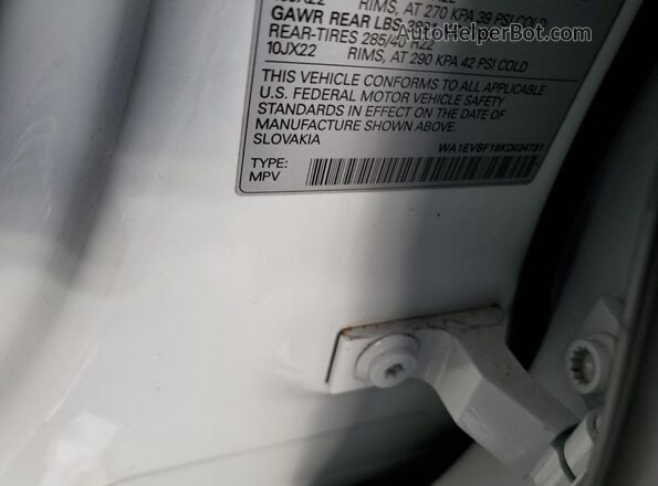 WA1EVBF18KD034731 2019 AUDI Q8 White VIN sticker view