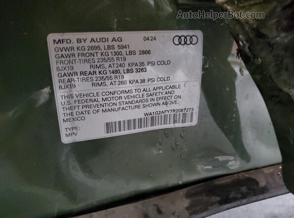 WA1G2AFY7R2087273 2024 AUDI Q5 Green 360 interior view